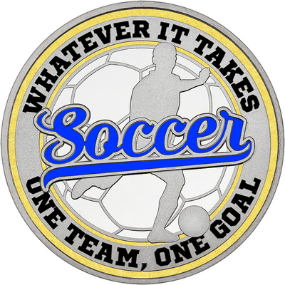 Royal Blue "Soccer" with Gold Outer Circular Borders